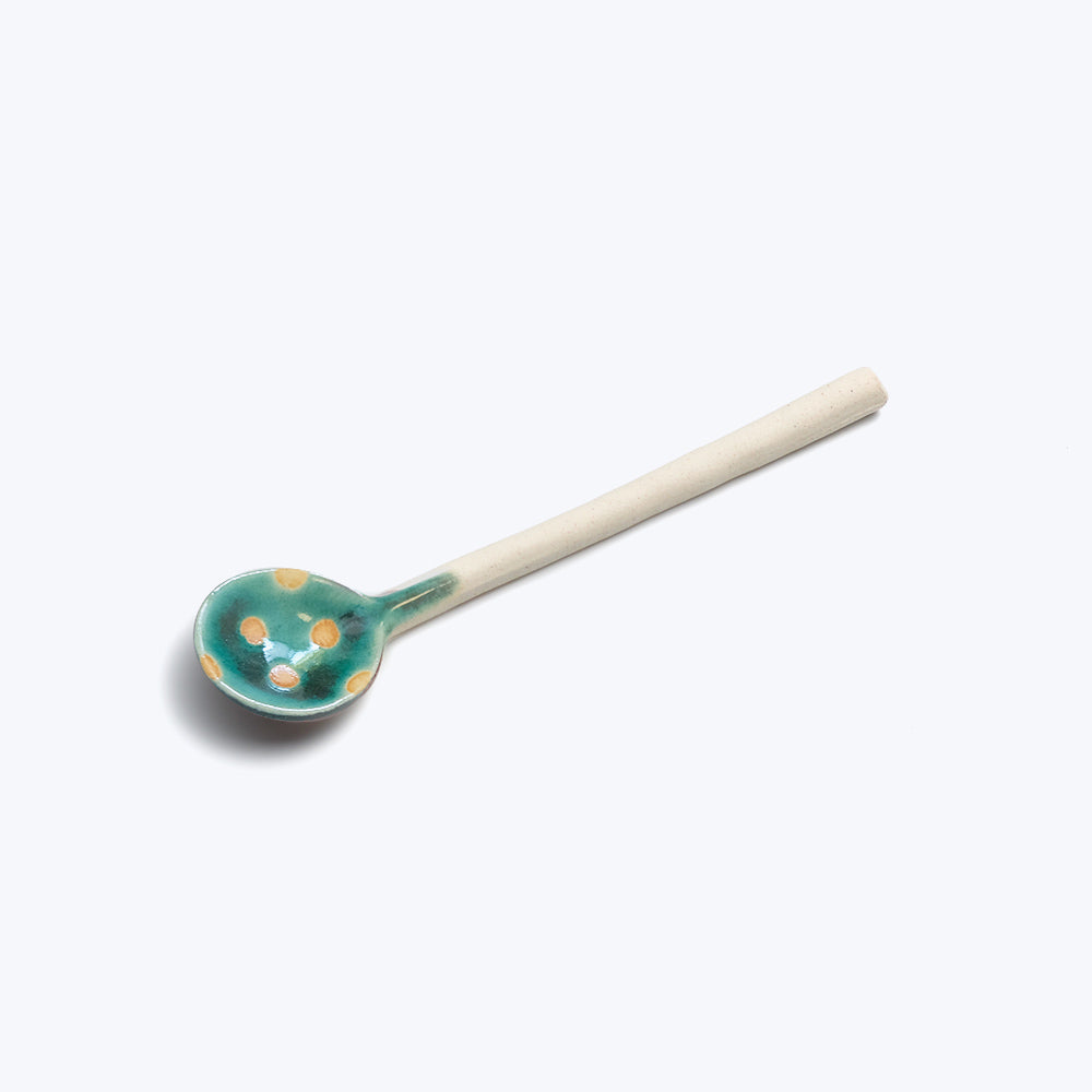 Dotted Green Spoon made in Japan by Minoyaki