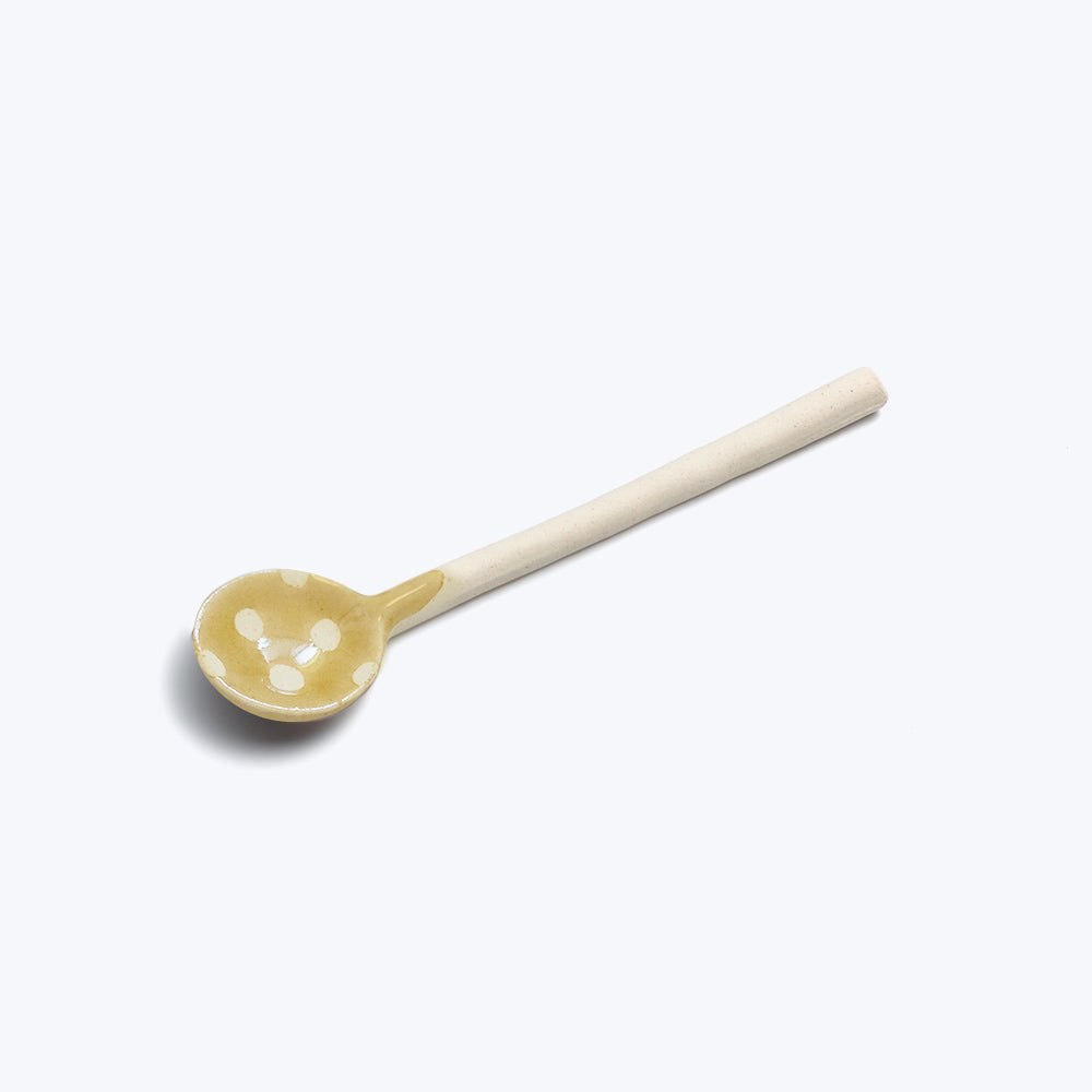 Dotted Yellow Spoon made in Japan by Minoyaki